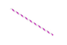 Purple Striped Paper Straw Isolated On White Background