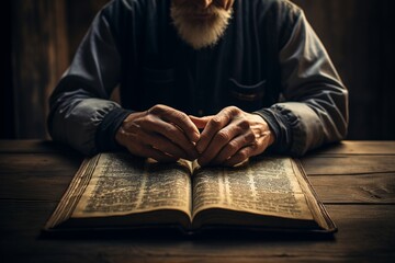 Wall Mural - This skillfully composed photograph captures the fine details of an open Bible on a carefully arranged surface