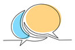 © Vitalii - Speech bubble outline, dialog speak, continuous one line drawing. Graphics minimalist linear two frame box for text. Color balloon for talk. Single line vector illustration
