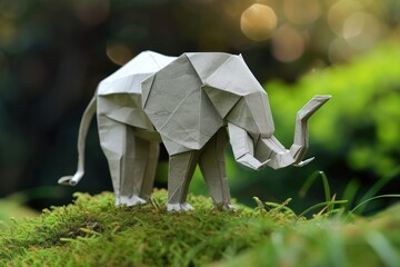 Elephant made of folded paper