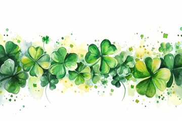 Watercolor green clover on a white background. St patrick's day celebration concept in Ireland