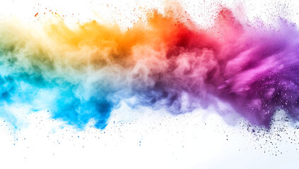 a rainbow colored powder is created on a white backgr