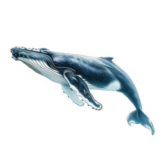 Wall Mural - Humpback whales isolated on a white background or transparent. 3d render