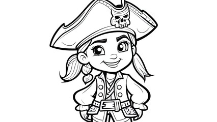 Coloring book for children: pirate girl