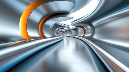 Wall Mural - 3d illustration, glowing lines, tunnel, neon lights ,Motion blur of car moving inside tunnel.Generative AI