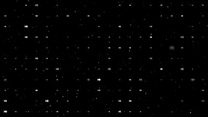 Poster - Template animation of evenly spaced gold fish symbols of different sizes and opacity. Animation of transparency and size. Seamless looped 4k animation on black background with stars