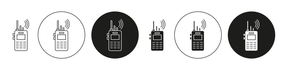 Poster - Walkie talkie Isolated on White Background set. Walkie talkie vector line art logo