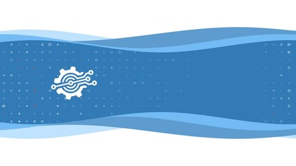 Poster - animation of blue banner waves movement with white digital tech symbol on the left. on the backgroun