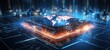 © MUCHIB - Modern futuristic Global electronics market with digital light map. AI generated image