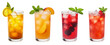 Summer ice tea and lemonade on a transparent background