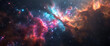 an animated galaxy in space with some colorful colors