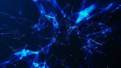 Poster - Network connection structure. Big data. Connecting points and lines. Abstract technology background. Plexus effect. 3d rendering