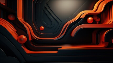 Aufkleber - Abstract Swirling 3D Layers Design. An intricate 3D rendering of swirling layers and curves in a harmonious blend of orange and grey tones, suggesting movement and depth