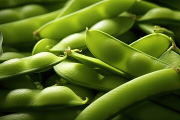 Poster - A detailed view of a cluster of vibrant green peas. Perfect for adding freshness and color to any culinary or health-related project