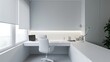 © Ilmi - Minimal home office white. Work space in home. Work from home. Modern room design