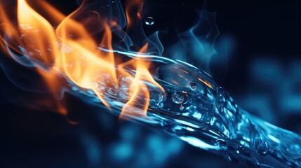 Leinwandbilder - A close-up image of a glass of water with a mesmerizing flame burning on top. Perfect for illustrating the concept of fire and water or creating a dramatic visual effect.