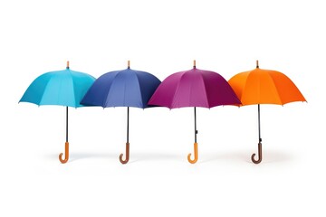 Poster - A row of four umbrellas with wooden handles. Versatile and practical for various outdoor activities