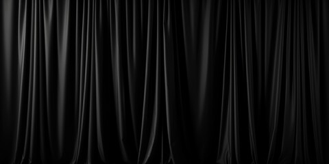 Poster - A simple yet elegant black curtain hanging against a black background. Perfect for adding a touch of sophistication to any room or event