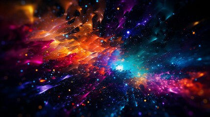 Wall Mural - Futuristic abstract colorful particles background.