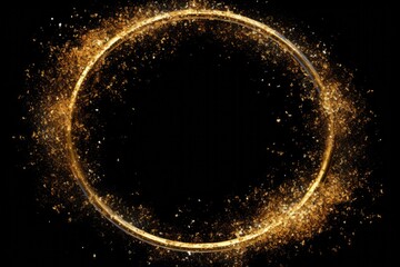 Poster - A stunning image of a circle made of golden dust against a black background. Perfect for adding a touch of elegance and magic to any design or project