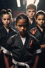 Poster - A group of young children standing next to each other. This image can be used to showcase diversity, friendship, or childhood activities