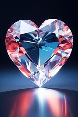Aufkleber - A stunning heart-shaped diamond placed on a glossy surface. Perfect for jewelry advertisements or romantic-themed designs