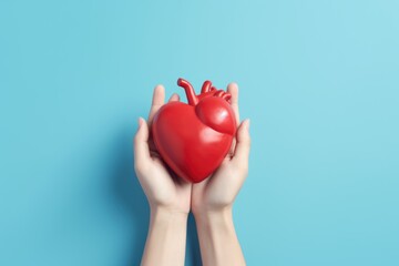 Poster - A person holding a red heart in their hands. Can be used for Valentine's Day or expressing love and affection