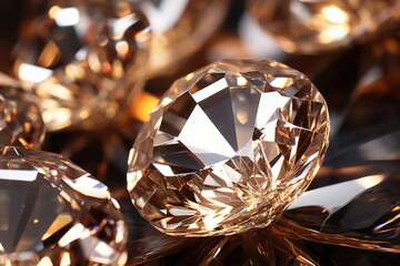 Poster - A close-up view of a bunch of shiny diamonds. Perfect for jewelry ads or luxury product promotions