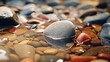 Close-up view of rocks and water on a beach. Ideal for nature and coastal themed designs