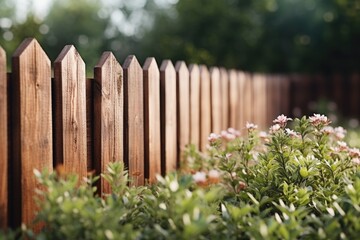Poster - A close-up view of a wooden fence adorned with beautiful flowers. Perfect for adding a touch of nature to any project or design