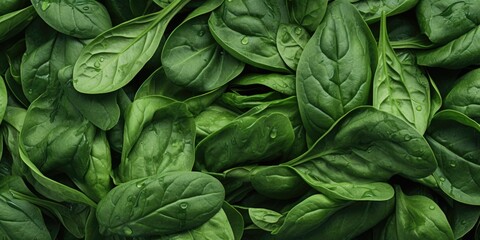 Aufkleber - A detailed close-up of a bunch of fresh and vibrant spinach leaves. Perfect for illustrating concepts related to healthy eating, organic food, vegetarianism, or cooking