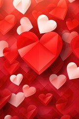 Poster - A collection of red and white hearts on a vibrant red background. Ideal for expressing love and affection. Perfect for Valentine's Day, anniversaries, or any romantic occasion