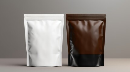 Poster - A picture of a white and a brown bag of coffee. Perfect for illustrating different coffee flavors and options.