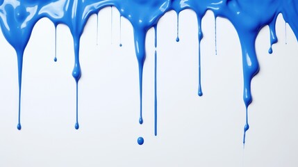 Poster - Blue paint dripping down a wall. Can be used for artistic or creative concepts
