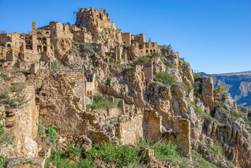 Wall Mural - The ruins of the abandoned mountain village of Gamsutl. Dagestan, Russia