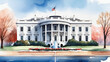 the white house in the summer watercolor