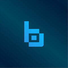 Tech Letter B Logo. Futuristic Vector Logo Template with Green and Blue Gradient Color. Geometric Shape.