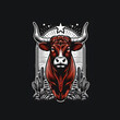 bull vintage logo design illustration