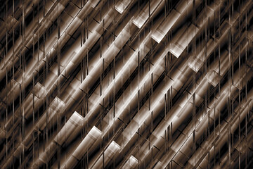 Poster - diagonal stripes pattern abstract background in brown with glitch effect