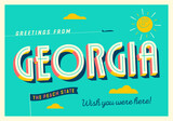 Fototapeta  - Greetings from Georgia, USA - The Peach State - Touristic Postcard.