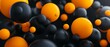 3D model of orange and black Balls with other geometric shapes