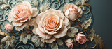 Fototapeta Kwiaty - Pomarańczowe kwiaty, tło kwiatowe, trójwymiarowy wzór	