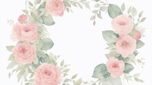 Pink Flowers And Eucalyptus Greenery Bouquet, Watercolor Floral Illustration, Flower Frame Background