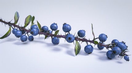 Wall Mural - Blueberry branch on a clean background. Berry season. Spring