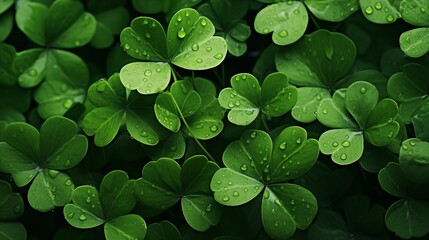 Poster - AI generated illustration of Irish Shamrock Leaves