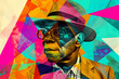 © ADDICTIVE STOCK - AI Generated Image. Pop art portrait of the trendy black man in hat made of collage papers