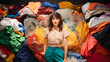 © ADDICTIVE STOCK - Woman advocating for textile upcycling and recycling. Generative AI image
