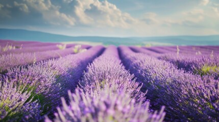 Wall Mural - Lavender field at sunset during summer