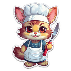 A Cartoon Chef Cat Sticker