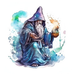 Beautiful Wizard Watercolor Clipart, Perfect Design for Your Project and Creations, Ai Generative